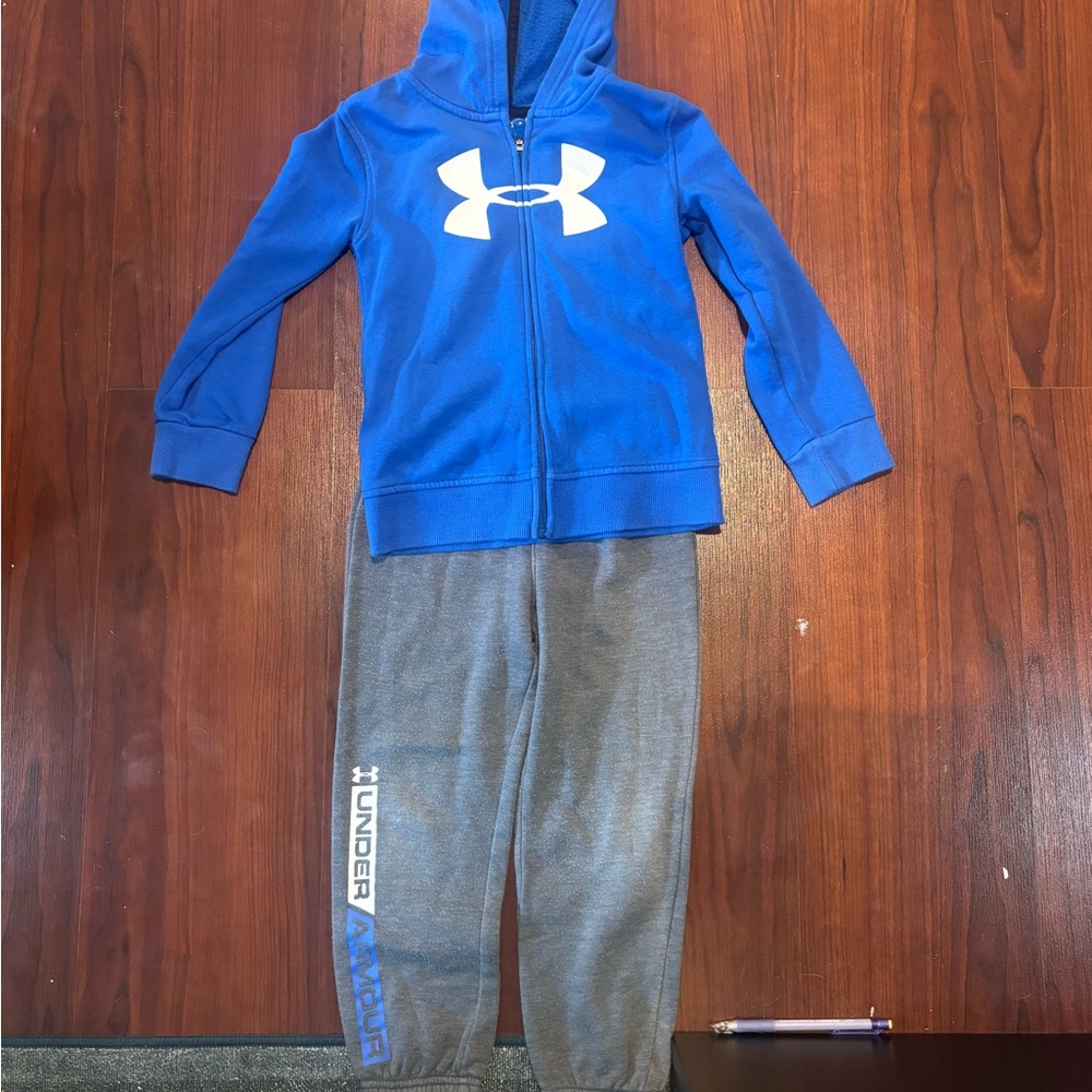 Under Armour Kids Blue Hoodie and Gray Joggers